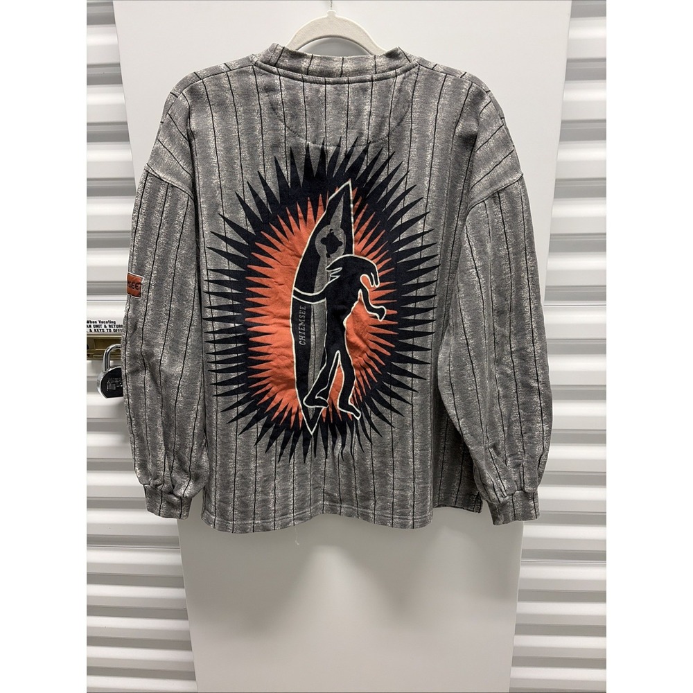 Vintage CHIEMSEE Surf Sweatshirt Size Xl big logo crewneck Grey Pinstripe